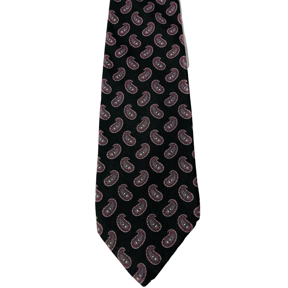 Robert Talbott for Patrick James Silk Tie Black Paisley Pink White Gray 3.5"x60"